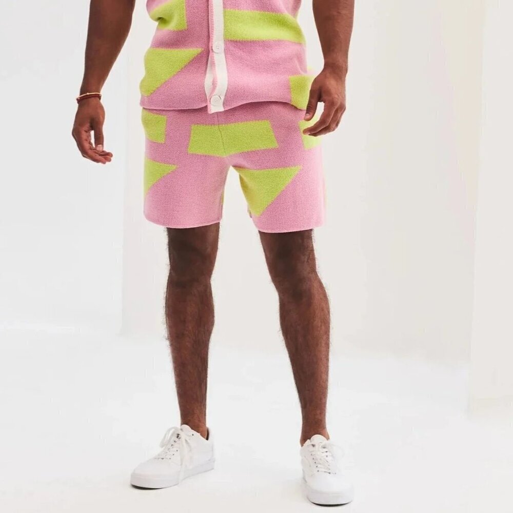 SER.O.YA Zeppelin Shorts in Stripe Pink & Green Medium New Mens Teddy